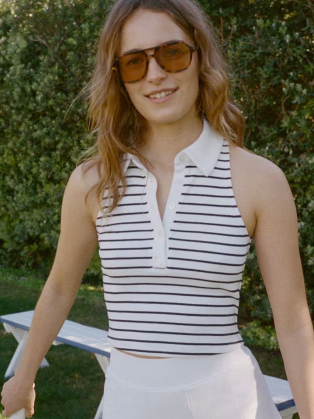 Abercrombie & Fitch striped collared Tank Top